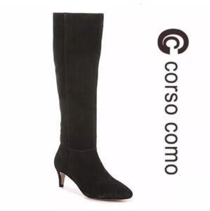 Corso Como black knee-length suede leather boot Evytah low-heel size 8